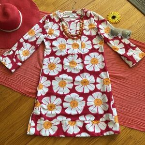 💐LESLEY EVERS; Beautiful & Colorful Floral 3/4 Sleeve Stretchy Dress. Size Sm!